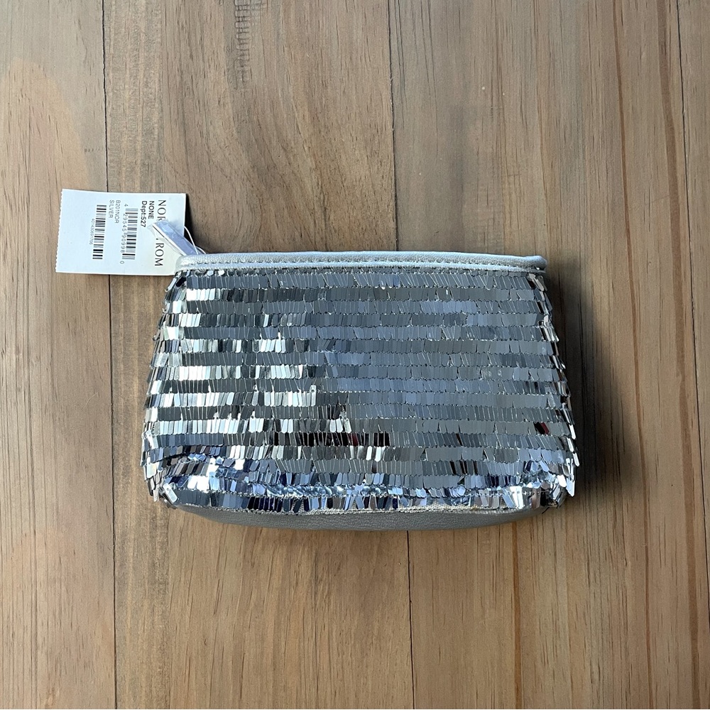 Silver Sequin Compact Clutch Bag
